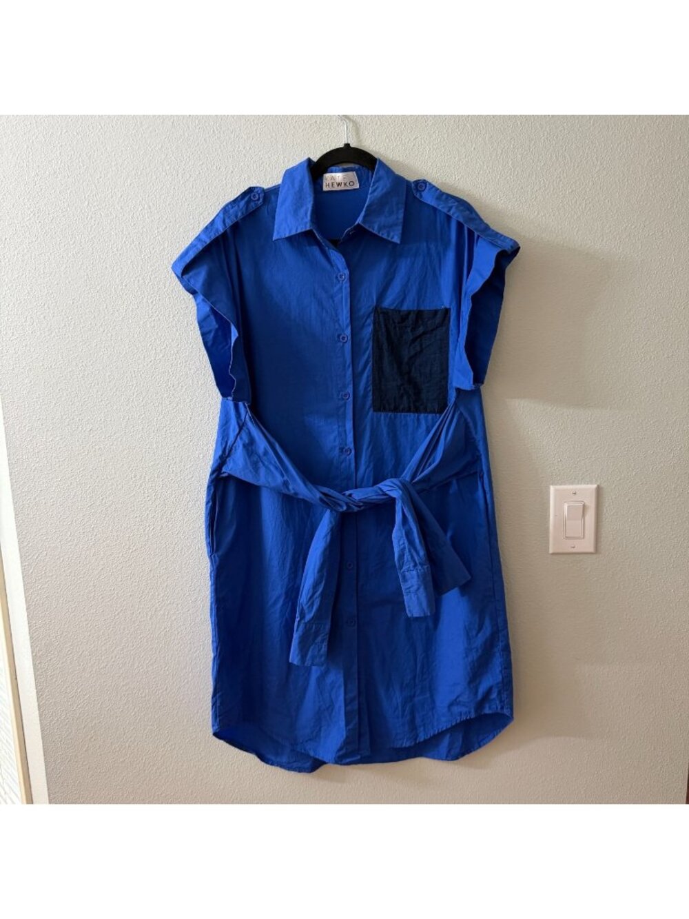 Kate Hewko Blue Shirt Dress One Size OS Lagenlook Minimalist